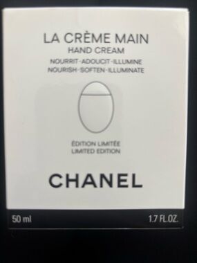 CHANEL Denim La Crème Main Pouch with Pink Logo